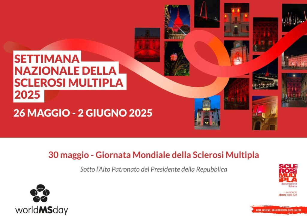 Journée mondiale de la sclérose en plaques numéro 25, l'Italie est teintée de rouge