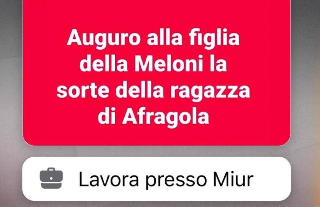 Menaces sociales à la fille Meloni, auteur identifié: Il est professeur de Campania