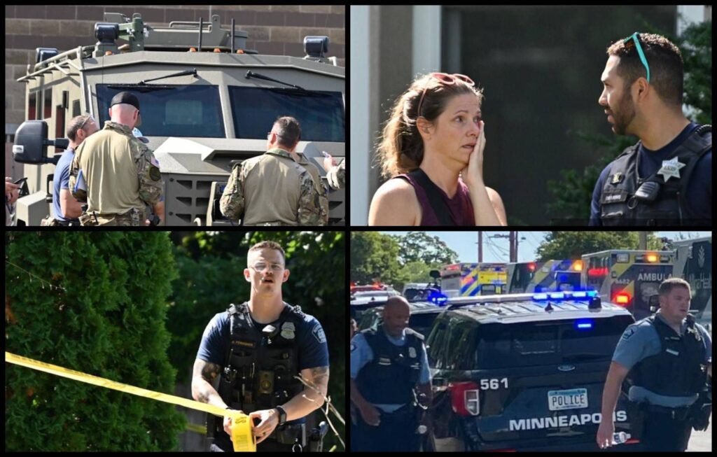 Minneapolis, tire depuis les fenêtres à l'intérieur d'une église catholique. Moyenne: "Deux enfants sont morts". Suicide le tueur