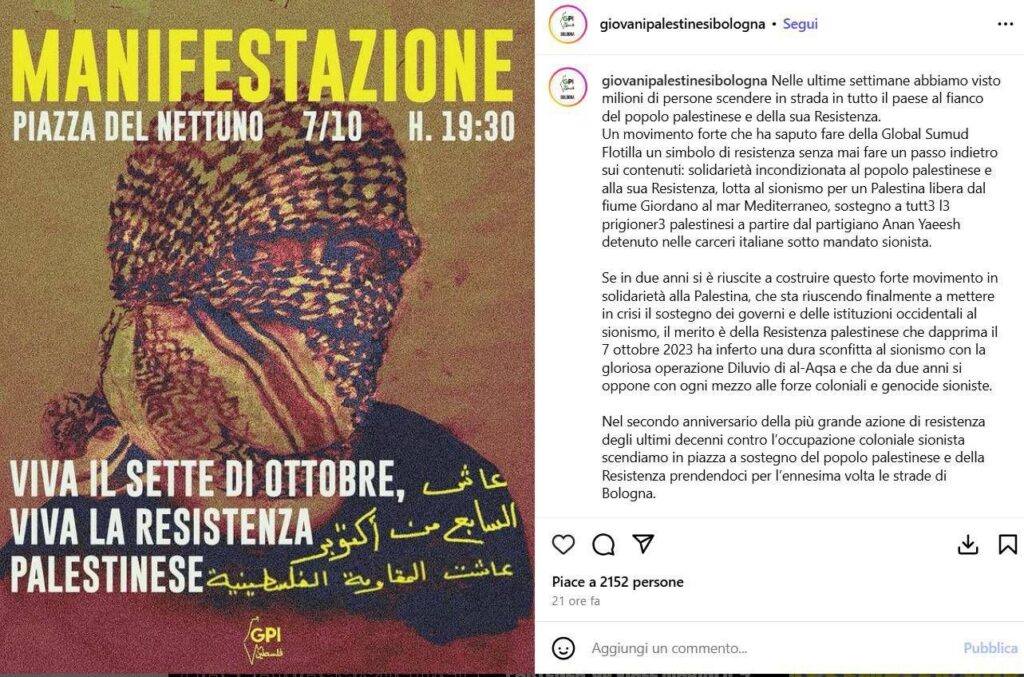 `` Live le 7 octobre '', l'événement à Bologne que le ministère de l'Intérieur veut bloquer