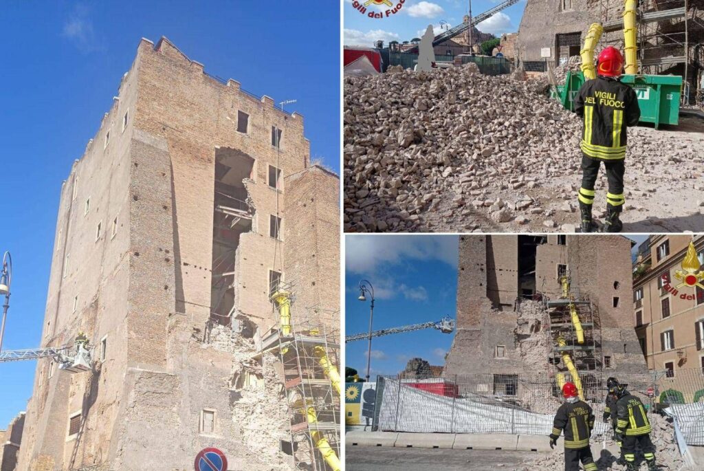 Rome, effondrements de la Torre dei Conti aux Fori Imperiali : un ouvrier sous les décombres