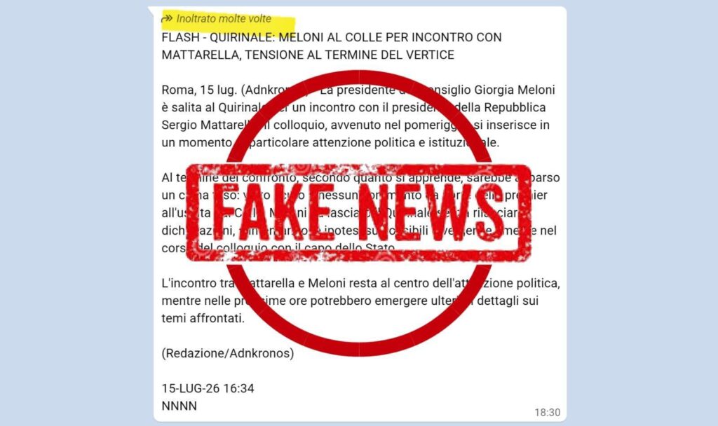 Le faux lancement d'Adnkronos en conversation avec les journalistes annonce Meloni au Quirinale, Desario: "Incident grave, nous le signalons"