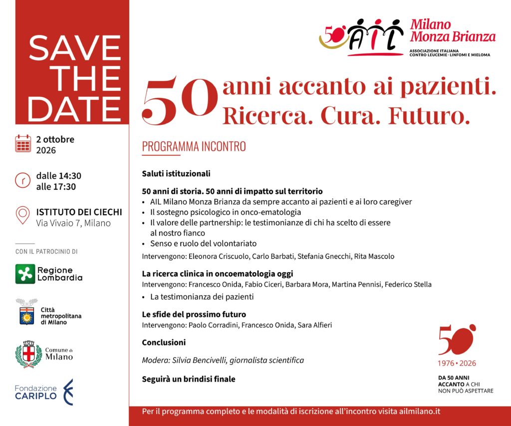 Tumeurs, Ail Milano Monza Brianza fête ses 50 ans aux côtés des patients en hématologie et oncologie