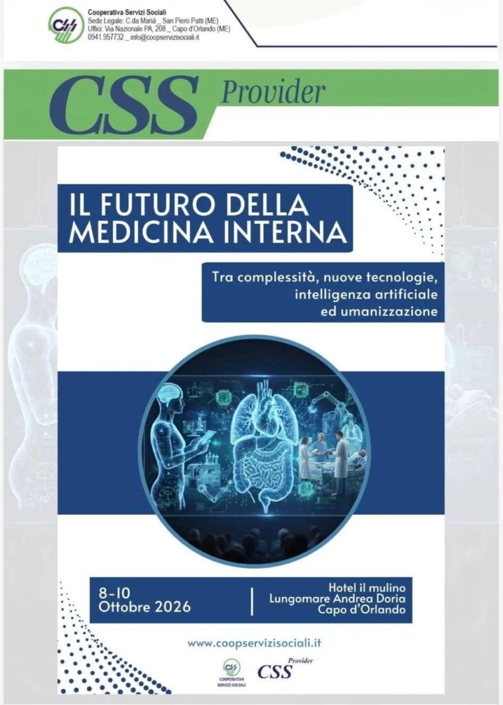Internistes discutant de l'avenir des maladies chroniques, des traitements de haute technologie et de l'IA, conférence à Capo d'Orlando