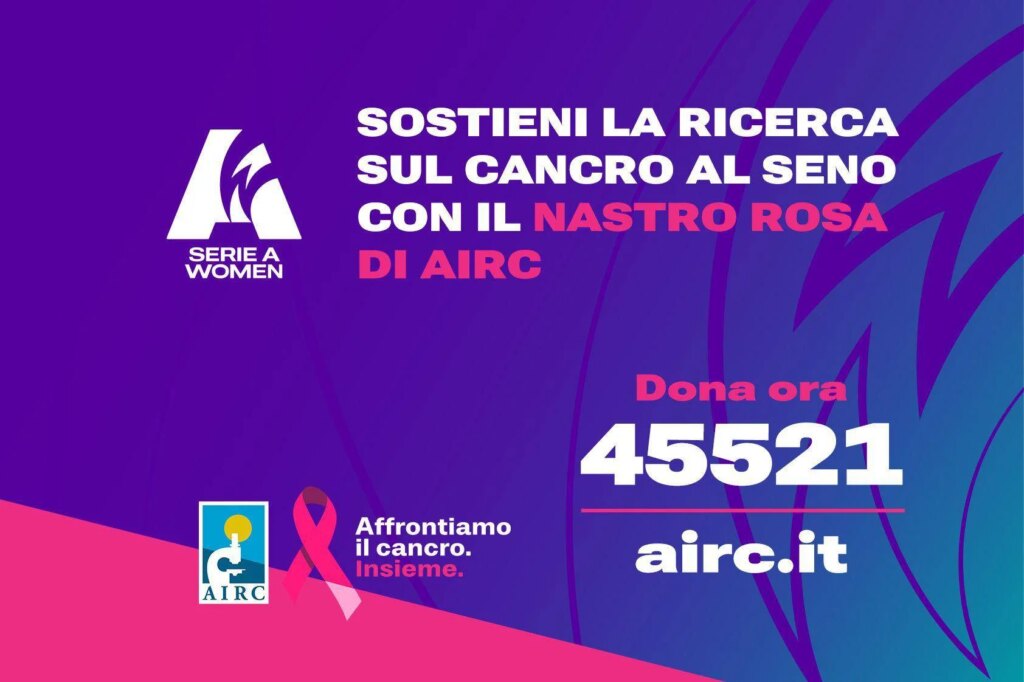 Les femmes de Serie A sur le terrain avec le ruban rose de la Fondation Airc